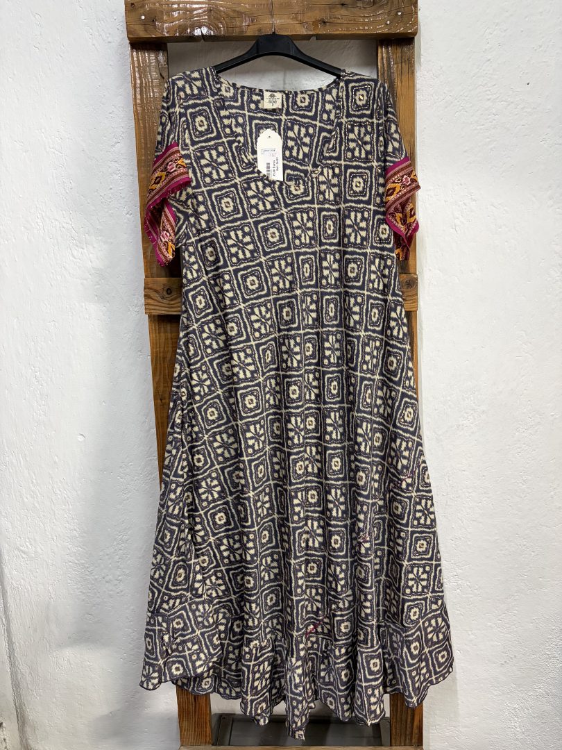 Vestido Seda Geométrico Étnico
