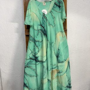 Vestido Seda Abstracto Verde Menta