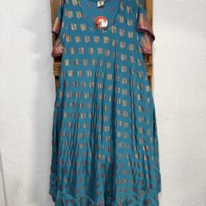 Vestido Seda Turquesa Medallones Étnicos