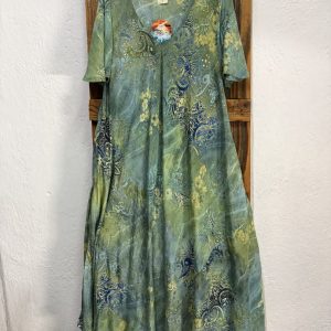Vestido Seda Verde Agua Artístico