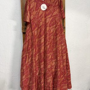 Vestido Seda Coral Cachemir Dorado