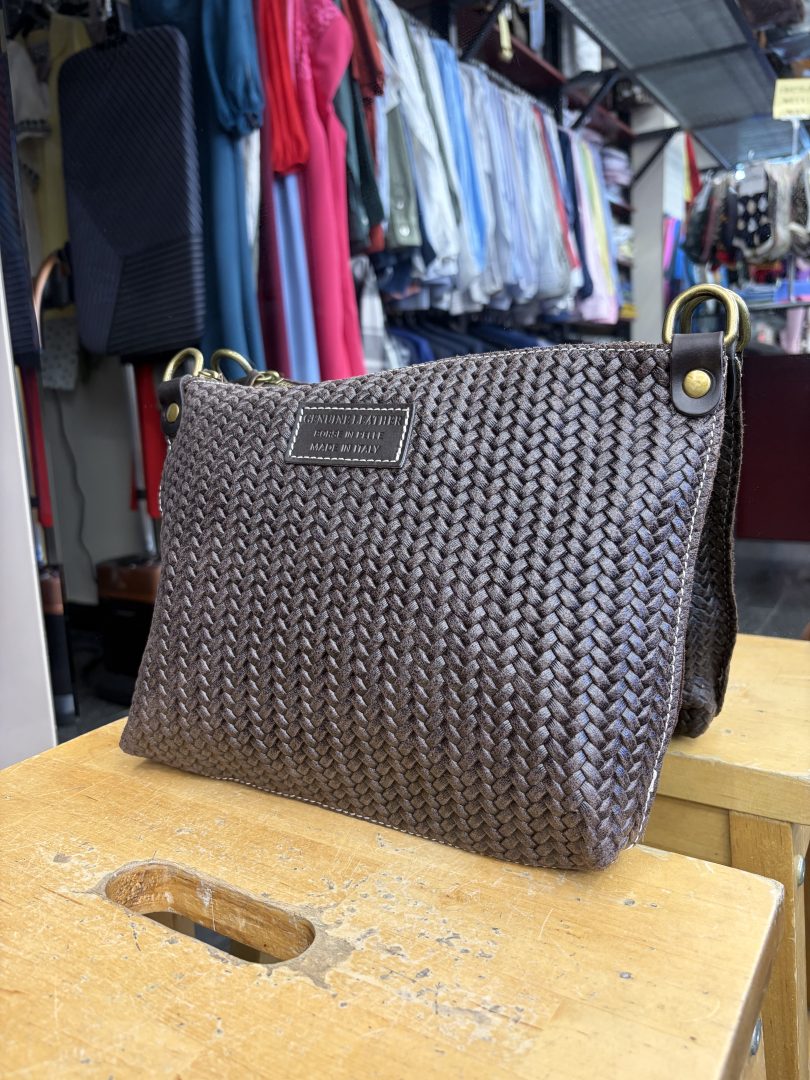 Bolso Piel Trenzada Marrón