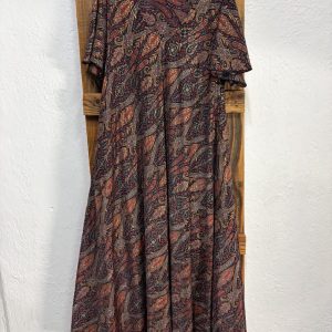 Vestido Seda Estampado Cachemir Burdeos