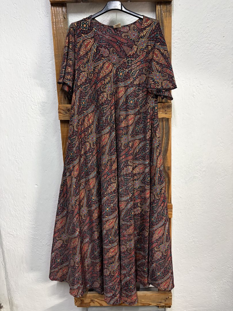 Vestido Seda Estampado Cachemir Burdeos