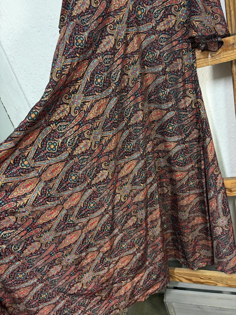 Vestido Seda Estampado Cachemir Burdeos - Imagen 2
