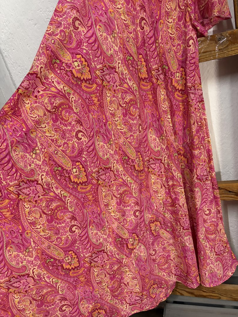 Vestido Seda Estampado Cachemir Fucsia - Imagen 2
