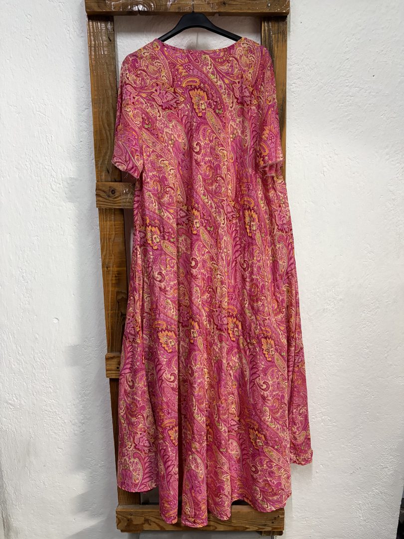 Vestido Seda Estampado Cachemir Fucsia - Imagen 3