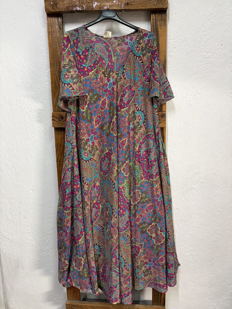 Vestido Seda Estampado Cachemir Multicolor