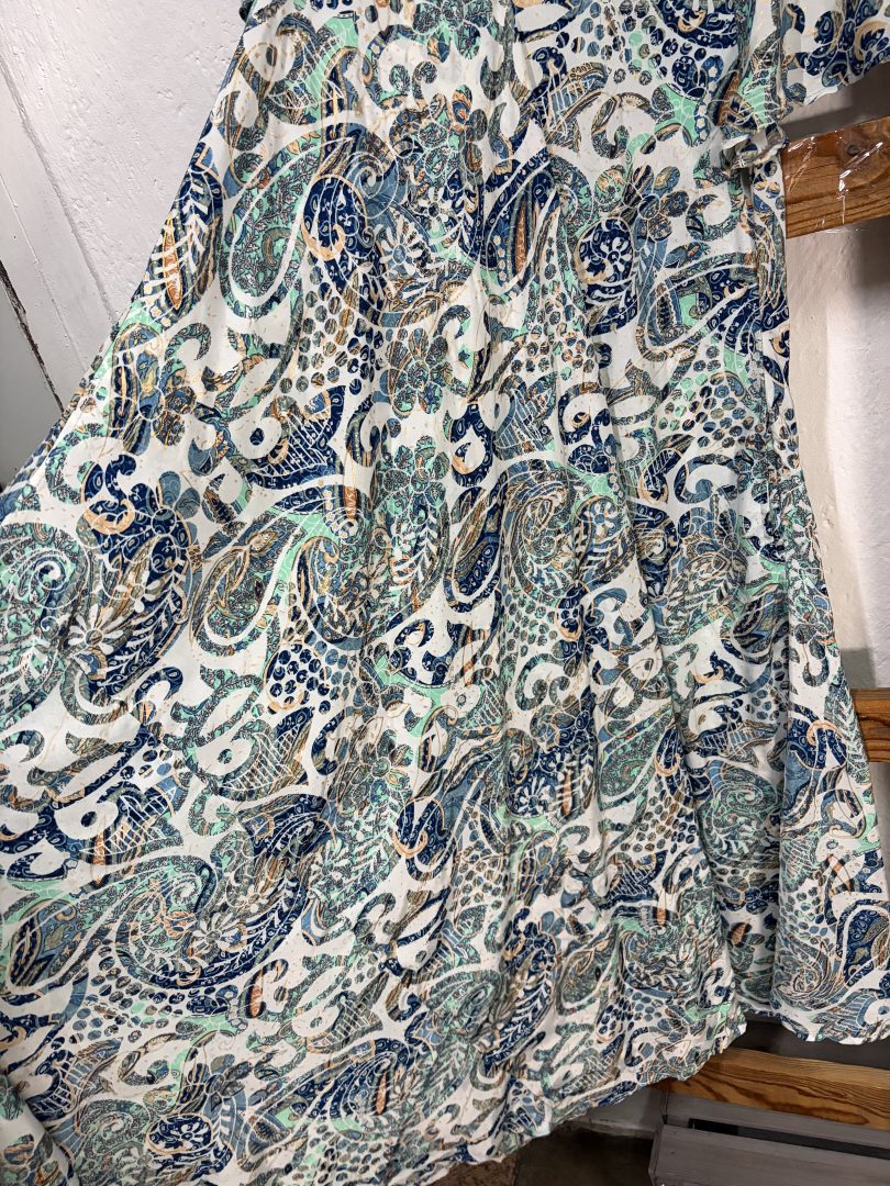 Vestido Seda Estampado Cachemir Azul - Imagen 2