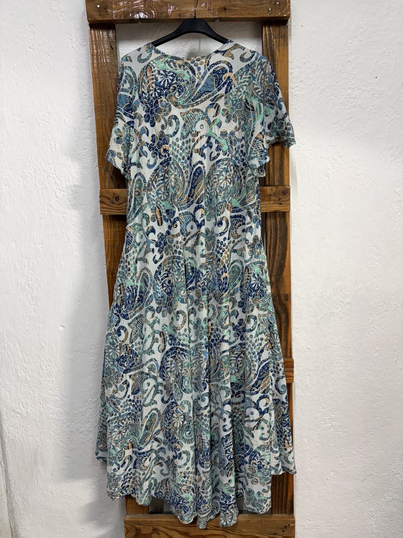 Vestido Seda Estampado Cachemir Azul - Imagen 3
