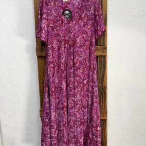 Vestido Seda Estampado Cachemir Rosa