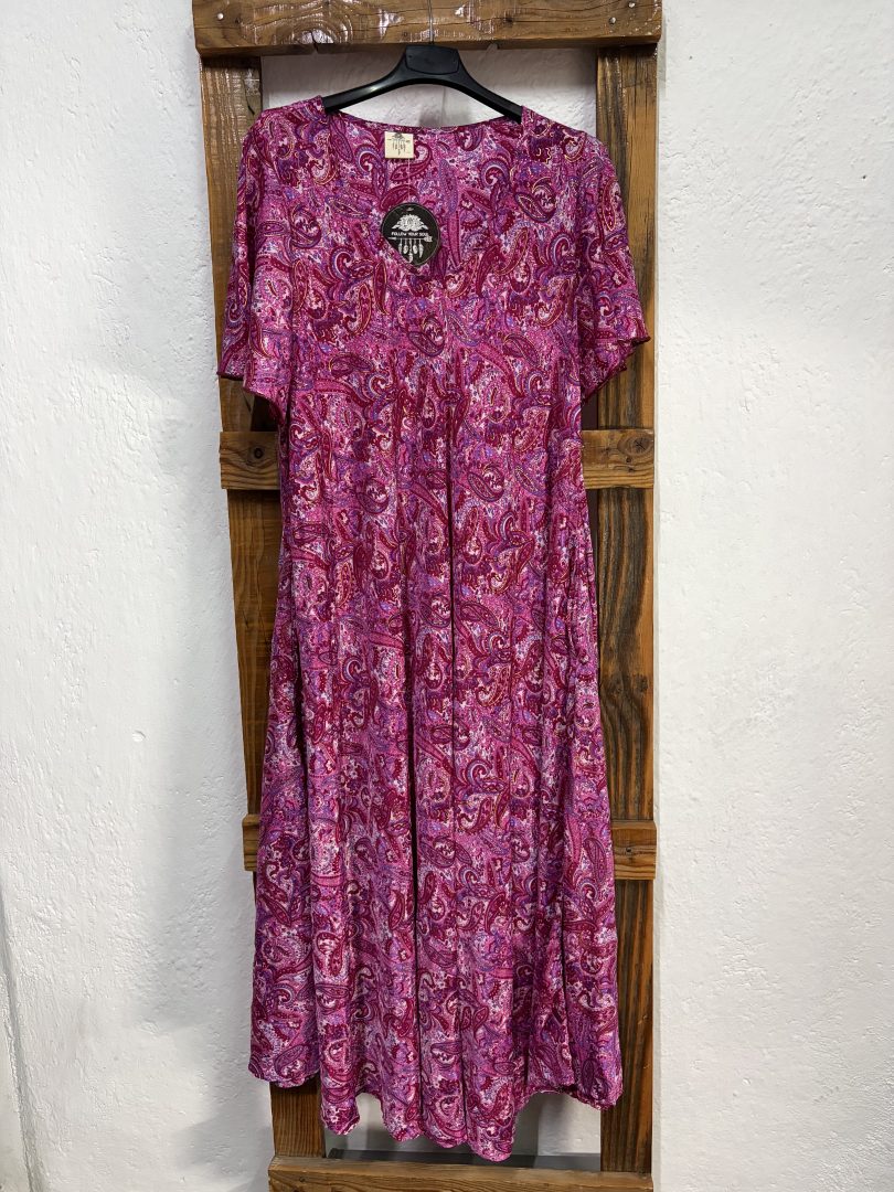 Vestido Seda Estampado Cachemir Rosa