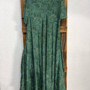Vestido Seda Estampado Cachemir Verde