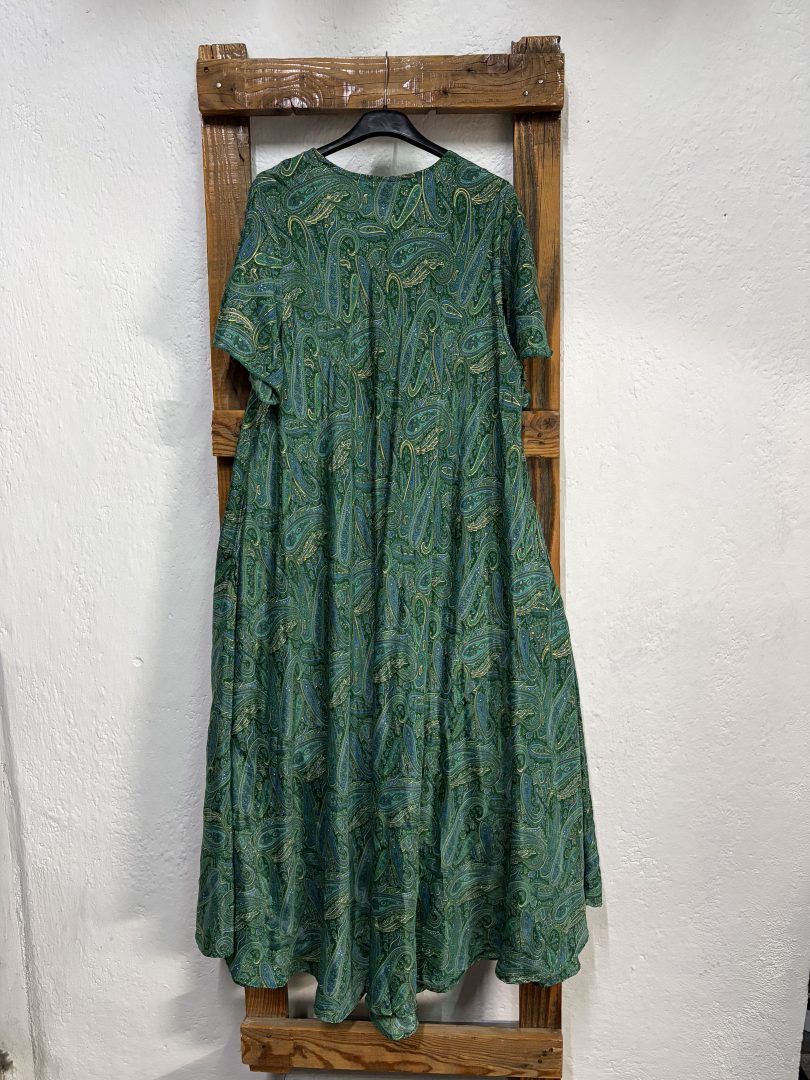 Vestido Seda Estampado Cachemir Verde - Imagen 3