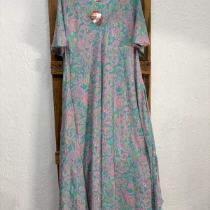 Vestido Seda Estampado Cachemir Verde Agua