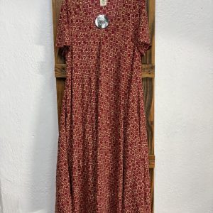 Vestido Seda Estampado Geométrico Burdeos