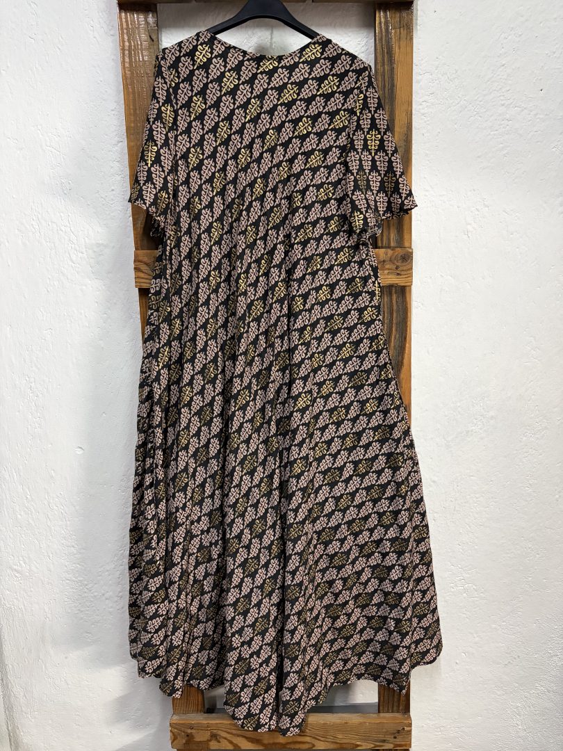 Vestido Seda Estampado Geométrico Marrón - Imagen 3
