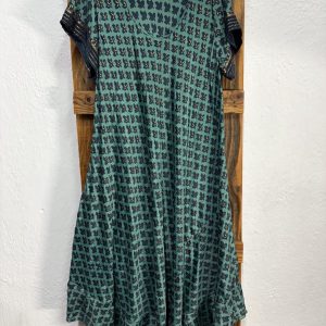 Vestido Seda Estampado Floral Verde