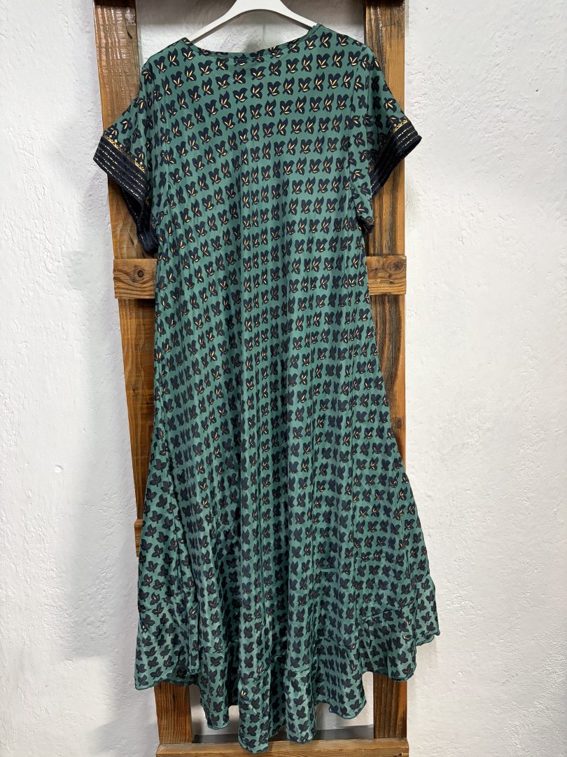 Vestido Seda Estampado Floral Verde - Imagen 3