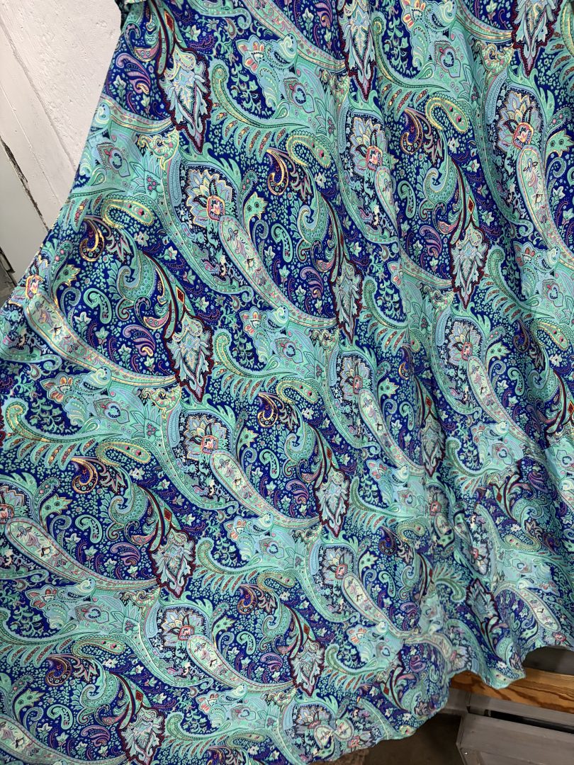 Vestido Seda Estampado Cachemir Turquesa - Imagen 2