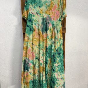 Vestido Seda Acuarela Verde