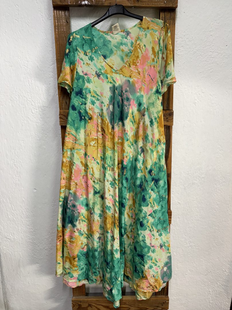 Vestido Seda Acuarela Verde