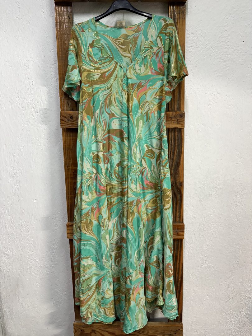 Vestido Seda Mármol Aguamarina