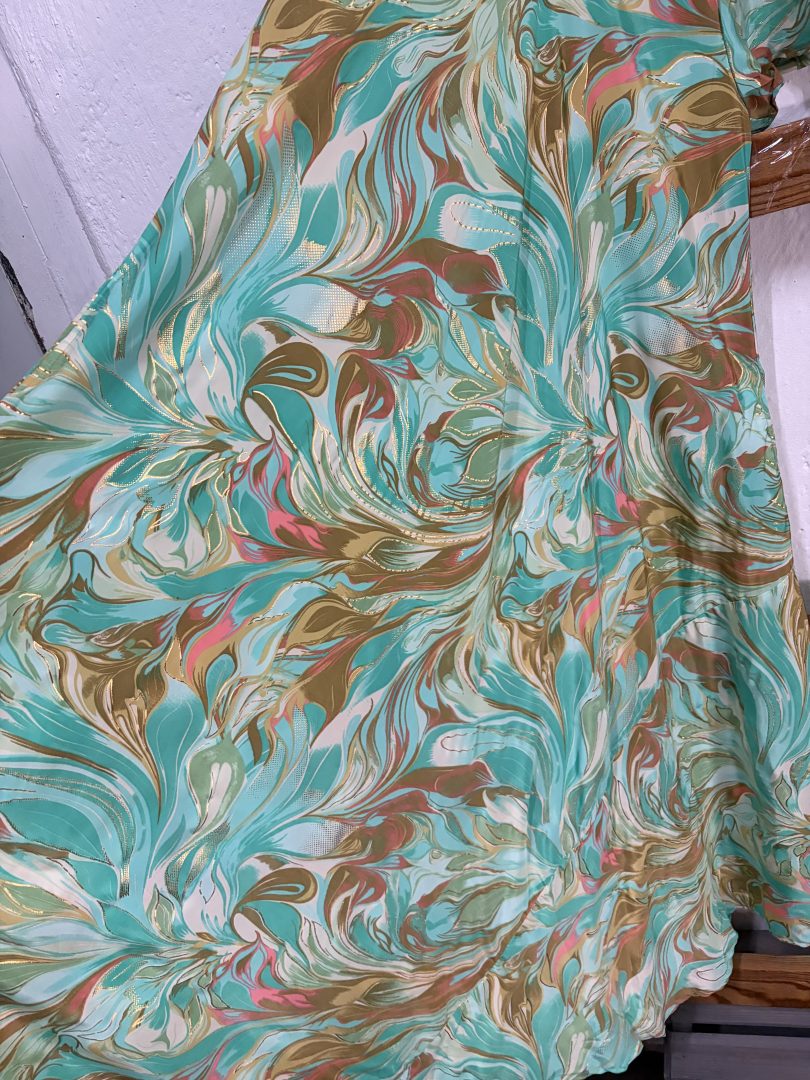 Vestido Seda Mármol Aguamarina - Imagen 2