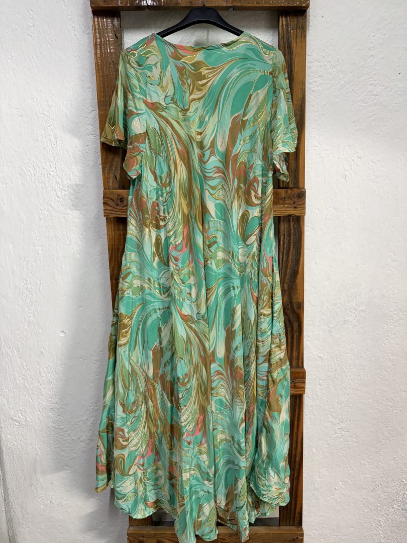 Vestido Seda Mármol Aguamarina - Imagen 3