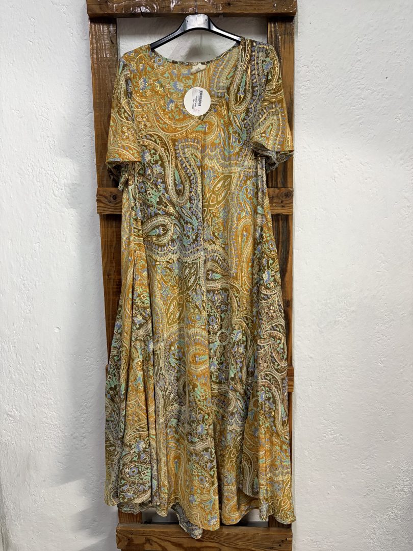 Vestido Seda Cachemir Ocre