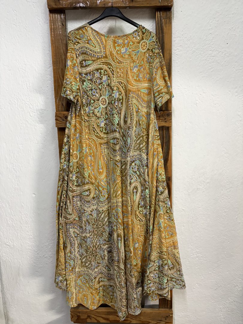Vestido Seda Cachemir Ocre - Imagen 3