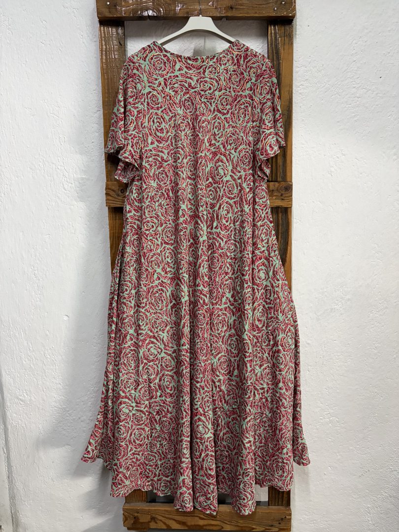 Vestido Seda Rosas Coral - Imagen 3
