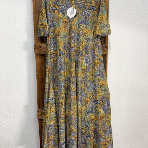 Vestido Seda Cachemir Mostaza