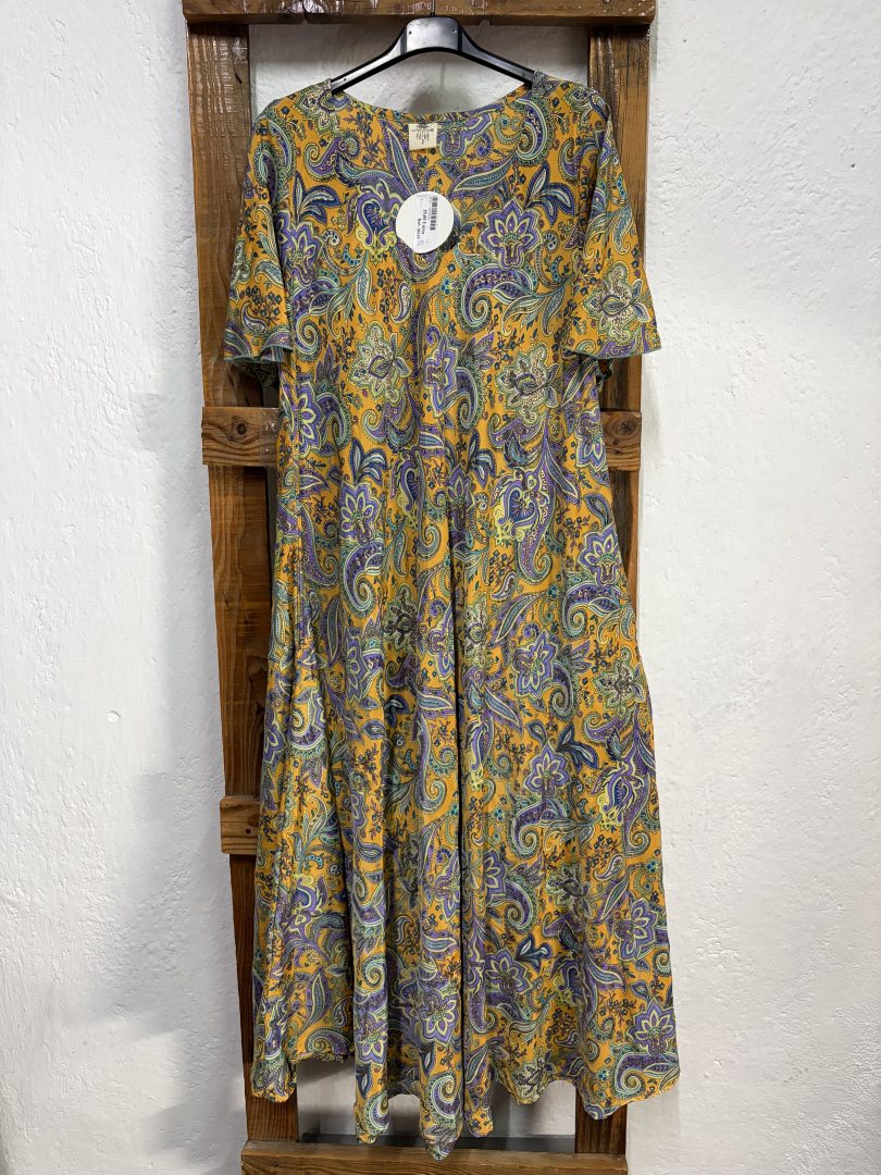 Vestido Seda Cachemir Mostaza