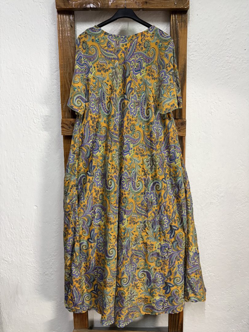 Vestido Seda Cachemir Mostaza - Imagen 3