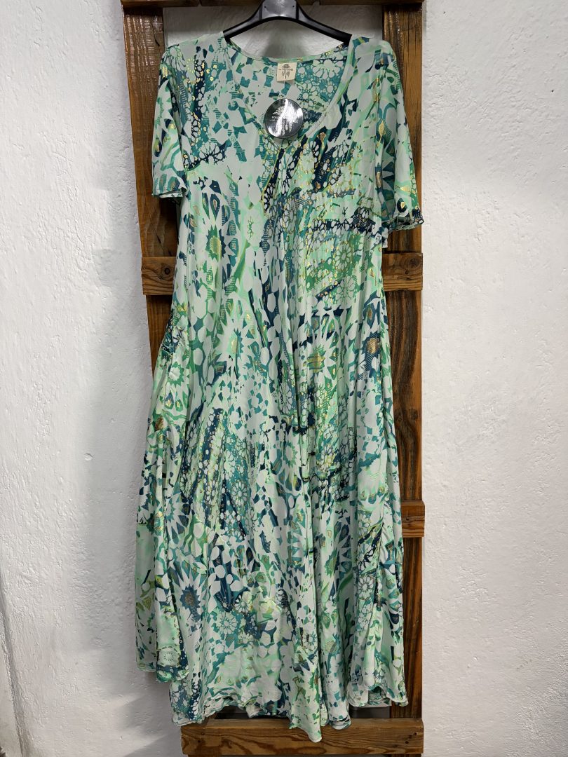Vestido Seda Mosaico Verde
