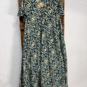 Vestido Seda Étnico Azul