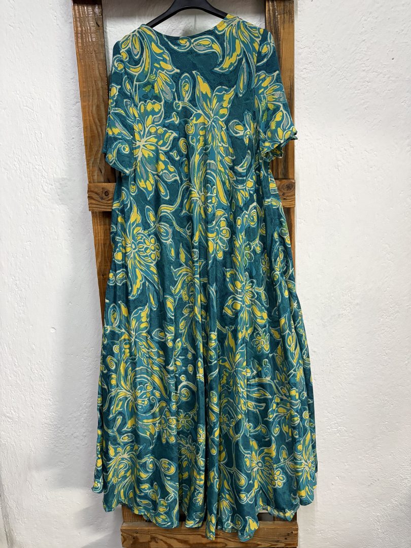 Vestido Seda Floral Turquesa - Imagen 3