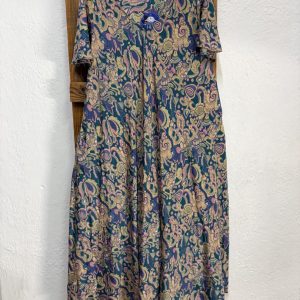 Vestido Seda Cachemir Azul Marino