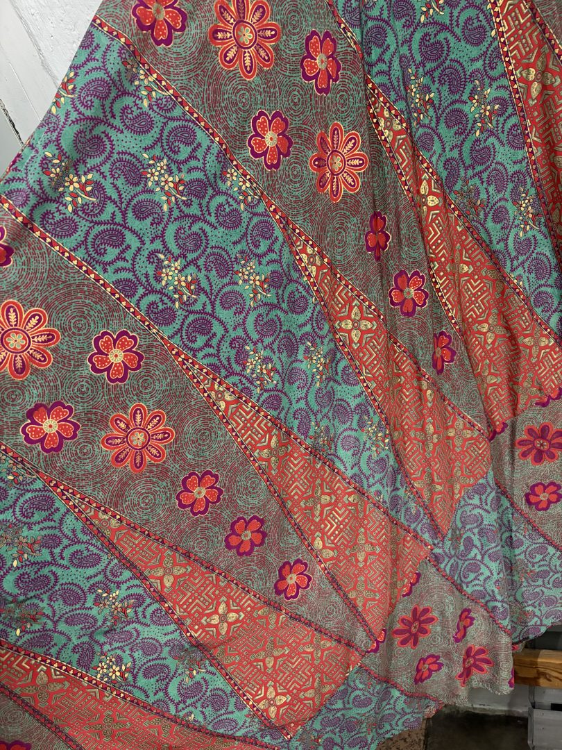 Vestido Seda Patchwork Verde - Imagen 2