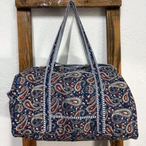 Bolsón Acolchado de Viaje 100% Algodón – Cachemir Azul Marino
