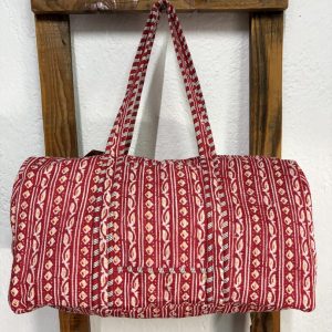 Bolsón Acolchado de Viaje 100% Algodón – Geométrico Rojo