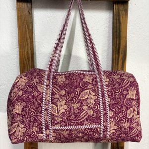 Bolsón Acolchado de Viaje 100% Algodón – Cachemir Burdeos