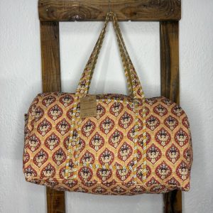 Bolsón Acolchado de Viaje 100% Algodón – Estampado Mostaza