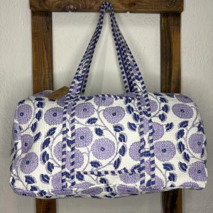 Bolsón Acolchado de Viaje 100% Algodón – Floral Lila