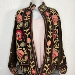 Kimono Terciopelo Floral Marrón