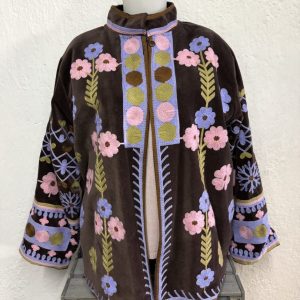 Kimono Terciopelo Flores Lavanda
