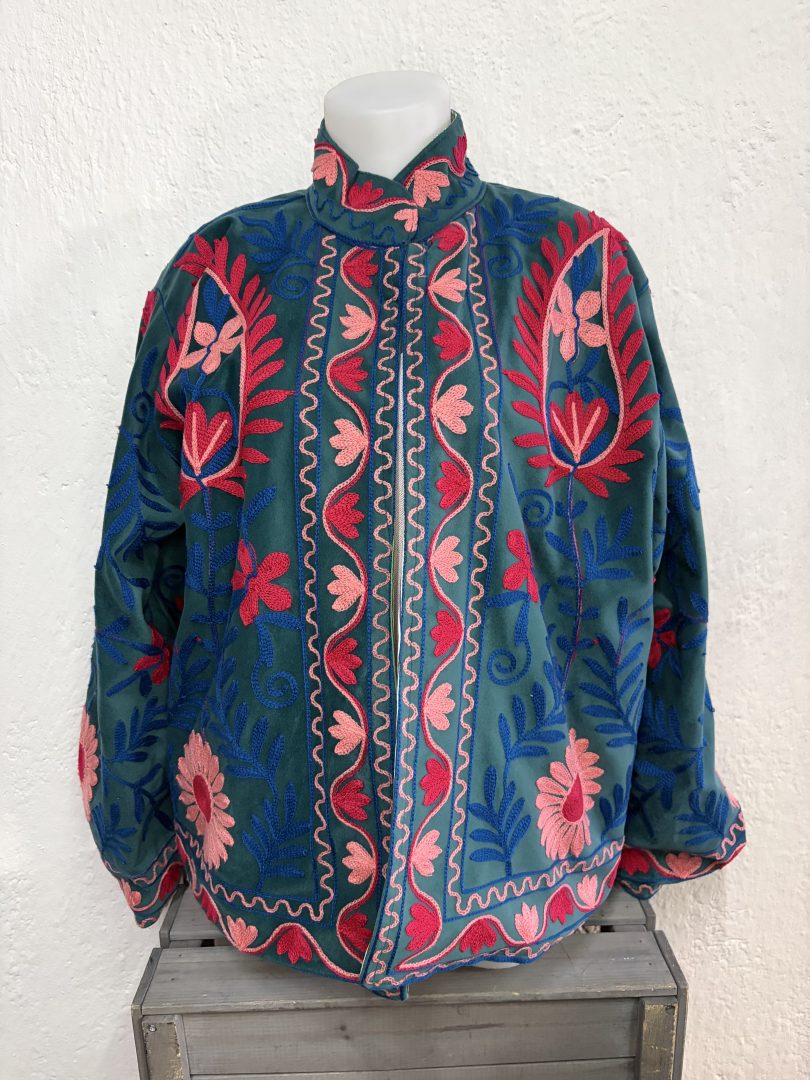 Kimono Terciopelo Floral Verde