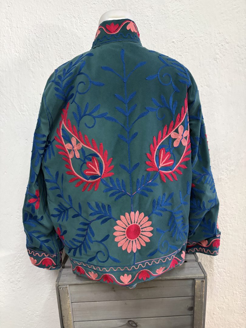 Kimono Terciopelo Floral Verde - Imagen 2