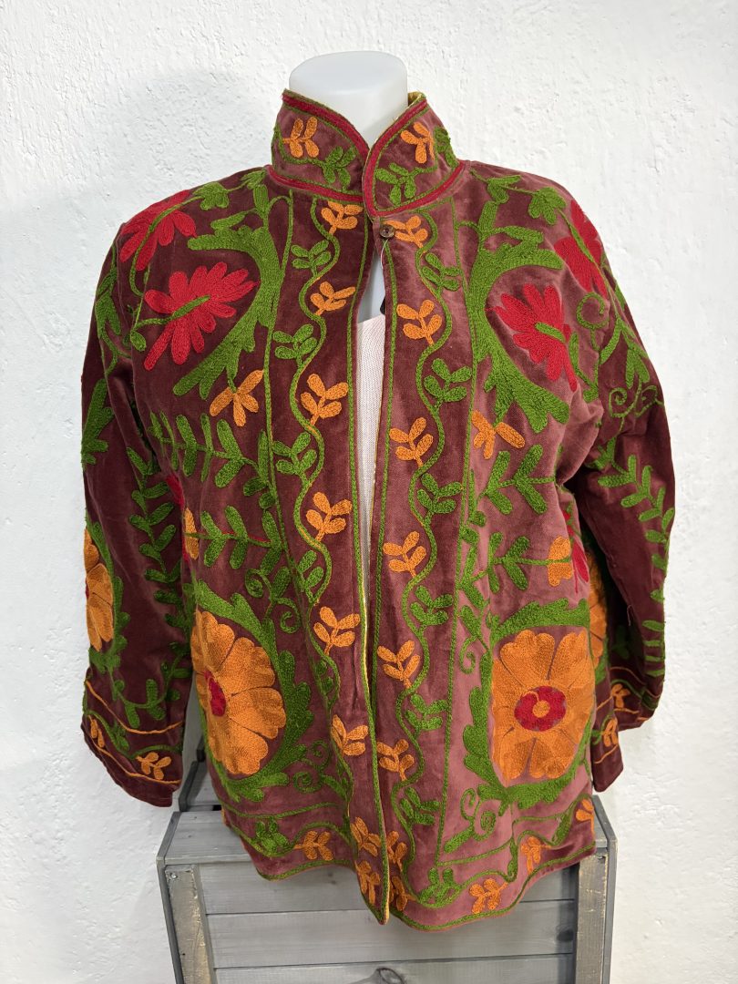 Kimono Terciopelo Floral Burdeos